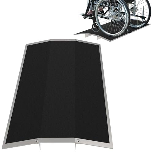 XARILK 80CM W x 4CM H Aluminium Bridge Threshold Ramp with Detachable Supports - 300KG Heavy Duty Wheelchair Ramp with Non-Slip Surface for Wheelchairs,Doorways,Driveways
