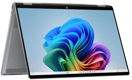 HP OmniBook X Flip 2in1 Next Gen AI Laptop | AMD Ryzen AI 7 350 (8C) | dedizierte NPU für KI | 50NPU Tops | Copilot+ PC | 16 3K 2880x1800 OLED-Touchscreen | 16GB | 1TB SSD | Win11 | QWERTZ | Silber
