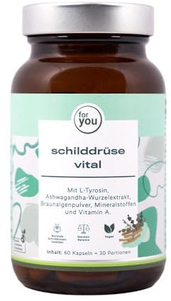 for you schilddrüse vital 30 Portionen - mit gezielt abgestimmten Vitalstoffmix zur Förderung einer gesunden Schilddrüsenfunktion und Hormonbalance - mit L-Tyrosin, Ashwagandha, Jod, Selen