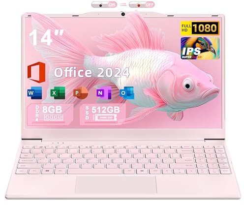 Fsjun 14 Full Size Numeric Keypad Laptop, Celeron N5095(Up to 2.9), 8G RAM(Up to 32GB Expansion), 512G NVMe SSD,1920P IPS FHD,180° Hinge/WiFi/BT,PC,Notebook,PC (Rotgold, 8+512G)