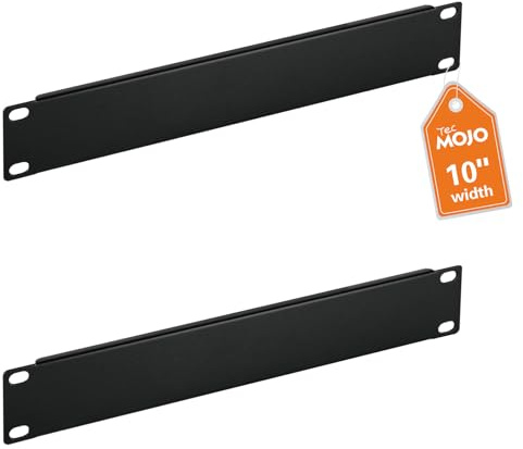 Tecmojo 1U Blank Rack Mount Panel, Steel Patch Panel Filler for 10 Width Server Rack, Network Cabinet, Data Center, Home Labs, Black (2 Pack)