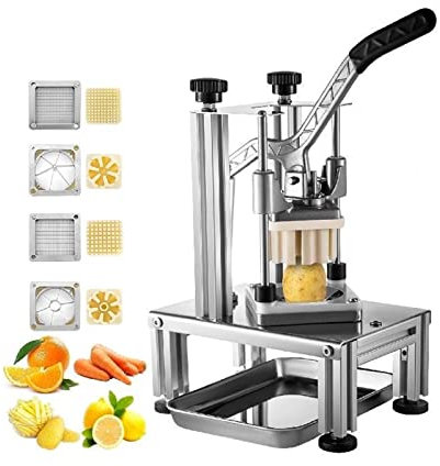 Picadora de verduras comercial con 4 cuchillas de acero inoxidable, picadora de patatas fritas caseras, cortadora Manual de cebollas, cortador de frutas