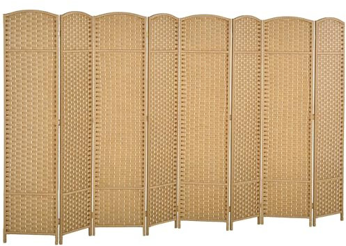 HOMCOM Paravent 8-teilig 320 x 170 cm Raumteiler Faltbar Trennwand aus Bambus, Sichtschutz Raumtrenner Stellwand für Wohnzimmer Natur