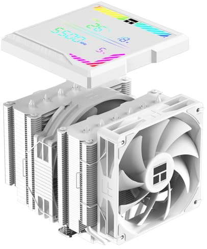 TR-Thermalright Peerless Assassin 140 Digital White CPU Cooler, Double Tower with 6 Heat Pipes, Dual PWM Fans-1850RPM, Digital Display Board Top Cover, for AM5/AM4, Intel lga1851/1700,White