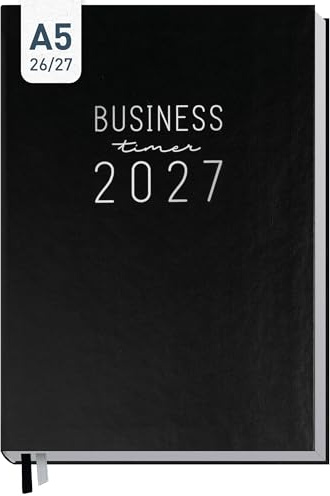 Häfft® Business-Timer Terminkalender 2026 2027 A5 Schwarz | 17 Monate Buchkalender von August 26 bis Dez. 27 - Terminplaner, Wochenkalender, Wochenplaner
