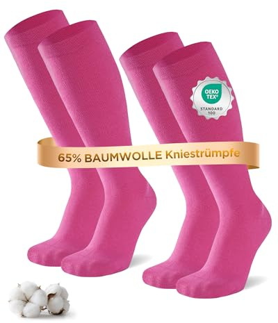 Niofind Kompressionsstrümpfe Damen & Herren, 2/4 Paar, 65% Baumwolle | Kniestrümpfe mit breitem Bündchen, nahtloser Spitze sowie verstärkter Ferse und Spitze; für Reisen, Sport und Arbeit