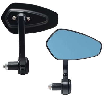 FRICYGAO Motorrad Lenkerspiegel Rückspiegel，Universal 7/8 22mm Seitenspiegel für Moped Street Bike Cruiser Scooter Bobber, Cafe Racer,Roller Quad ATV (Schwarz#2)