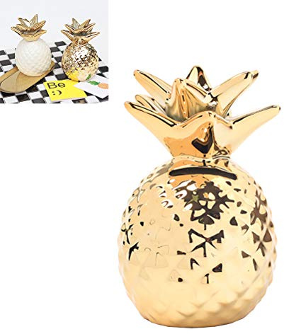 Sxhlseller Keramik-Ananas-Sparschwein, Ananas-Spardose, Handgefärbt, Verarbeitet, mit Stilvollem, Modernem Look Als Heimdekorationsgeschenk (Golden)