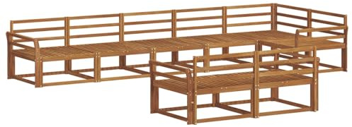 vidaXL Outdoor-Sofagarnitur 8 pcs Natur Massivholz Akazie, Akazienholz-Sofa, modernes Outdoor-Möbel, Garten-Lounge-Set, langlebige Terrassen-Couch, vielseitige Poolbereichs-Sitzgelegenheiten
