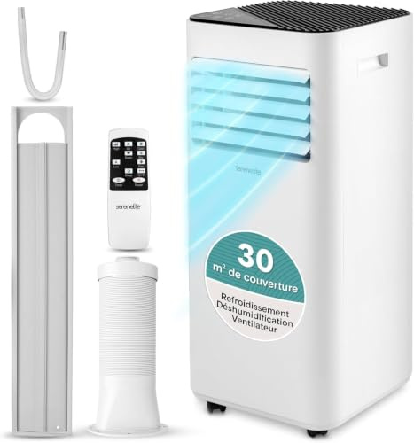 SereneLife Tragbare Klimaanlage 9000 BTU - Mobile Klimaanlage Kompakt 3 in 1 Kühlen Lüftung Luftentfeuchter Klimaanlage Klimaanlage Sparsam mit Fernbedienung Rollen Fensterset