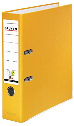 Original Falken PP-Color Kunststoff-Ordner. Made in Germany. 8 cm breit DIN A4 gelb Ringordner Vegan Aktenordner Briefordner Büroordner Plastikordner Schlitzordner