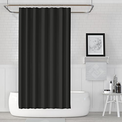 Ekershop Textil DUSCHVORHANG 240 x 200 cm in Uni Schwarz in der Größe 240 cm Breit x 200 cm Hoch inkl. Ringe