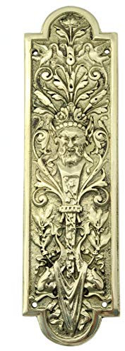 Castelion® Solid Brass Solid Brass Green Man Finger Plate | Brass Door Accessories | Ornate Home Decor Perfect for Traditional Homes | High Quality Home Accessories | 10inch