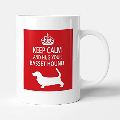 Victorian Printing Co - Keep Calm and Hug Your Basset Hound - Dog Mug, Ceramic, 11fl.oz.