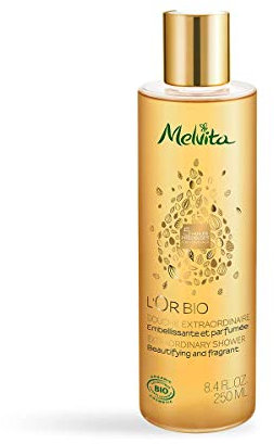 Melvita -Gel douche extraordinaire L'Or Bio-Nettoie la peau en douceur - Sans sulfate - Aux 5 huiles précieuses et Oméga 3,6,9 - Certifié Bio, Naturel à 99%, Vegan - Fabriqué en France - Flacon 250ml