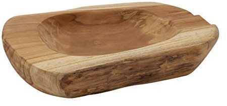 Brillibrum Design Teakholz außergewöhnliche Dekoschale aus einem Stück Teak Schale rechteckig Natur Holzschale Handarbeit unbehandelt