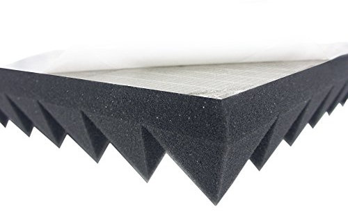Akustikpur Akustikschaumstoff Pyramidenschaumstoff SELBSTKLEBEND - Schalldämmmatten zur effektiven Akustik Dämmung, ca. 49 cm x 49 cm x 5 cm