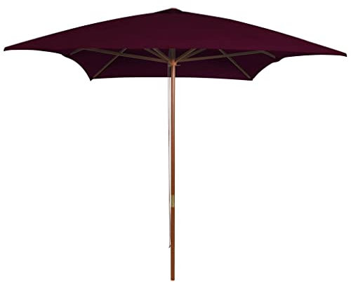 vidaXL Sonnenschirm mit Holzmast 6 Rippen Gartenschirm Ampelschirm Marktschirm Strandschirm Schirm Terrasse Garten Bordeauxrot 200x300cm