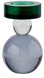 Gift Company Kerzenhalter Sari Kugel, Kerzenständer, Kristallglas, Grün, Transparent, Grau, 13 cm, 1094601008