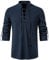 LucMatton Herren-Hemden aus 100% Baumwolle, Retro-Stil, Schnürung, langärmelig, für Mittelalter, Wikinger, Hippie, Navy, S