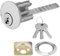 XFORT Polished Chrome Rim Cylinder, Security 5 Pin Rim Cylinder Door Lock Complete with Components of Three Keys, Trim Ring and Shim.