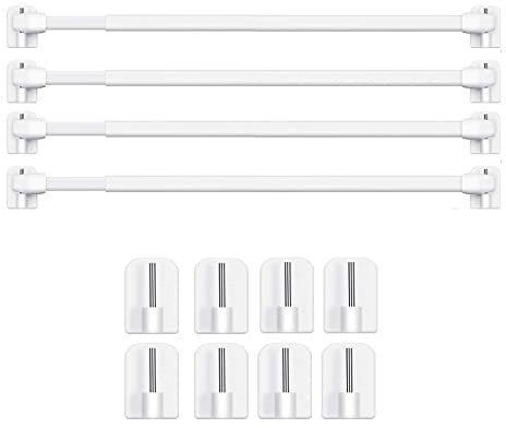 BANJILI-4 Pièce Barres de Vitrage Extensible Tringle Rideau Sans Percage Réglable Tringle a Rideau pour Fenetre Pvc pour de Tringle à Rideau Adhésive (4PCS-60-105CM)