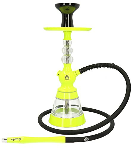 Chicha EL-BADIA® CELESTE – 45 cm – Chicha Légère avec Vase Acrylique, Tuyau Silicone, Manche Métal & Foyer Phunnel – Design Iconique et Couleurs Tendance (Acid Yellow)