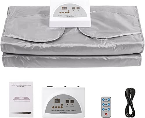 AIBOLO Oxford Infrarot Saunadecke Mit Reißverschluss,Digitales Ferninfrarot Oxford Sauna Heizdecke, Gewichtsverlust Body Shaper Home Spa Mit Fernbedienung Lindert Körperliche Ermüdung-Silver||Type