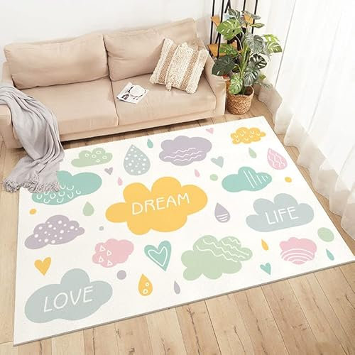 rutschfest Kinderteppich Träume,|Waschbar und ungiftig mit|-60x90cm