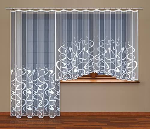HAFT Gardine; Store; Vorhang transparent, elegant weiß, Kräuselband (250 x 200 cm)