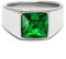 Schmuck-Checker Herren Ring Solitär Stein Smaragd-Grün für den kleinen Finger aus 316L Edelstahl silber poliert schlichter Ring mit grünem Stein (65 (20,6 mm Ø))