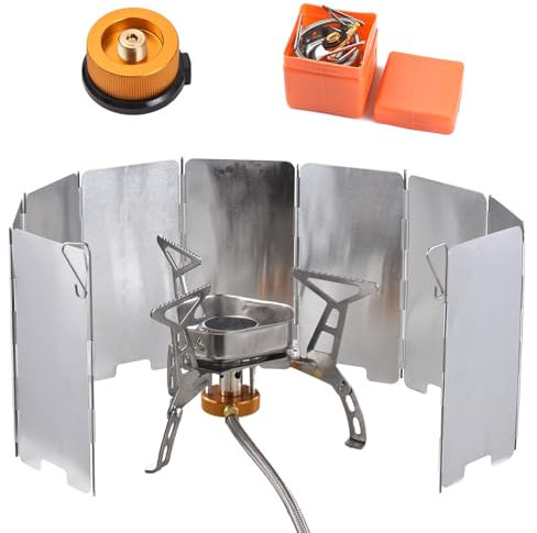 Lixada Réchaud de Camping à gaz Portable, réchaud de Cuisine d'extérieur, Kit de réchaud à gaz pour randonnée, léger et Pliable