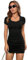 GORGLITTER Women's Ruched Short Sleeve Bodycon Tee Dress Sweetheart Neck Summer Pencil Mini Dresses Black XS