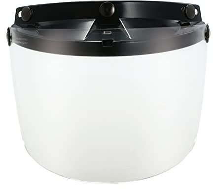 Shkalacar Universal 3 Snap Bubble Windschild Visier, Flip Up Visier Shield Objektiv für Retro Open Face Motorradhelm(Transparente)