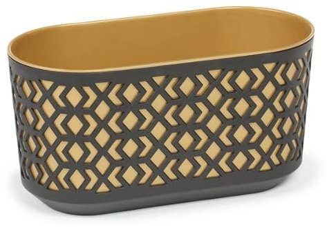 Blumentopf Blumenkasten Blumenkübel Übertopf Pflanztopf Deko Gemustert Kräutertopf mit Einsatz Lochmuster Schwarz/Gold 40cm