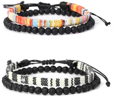Générique 4pce Bracelet surfeur set hommes et femmes, Boho Surfer Bracelets Set, Bracelet de Tissé, Bracelet Surfeur set, accessoires de plage et de festival, pour Enfants Fille Femme Homme Cadeau