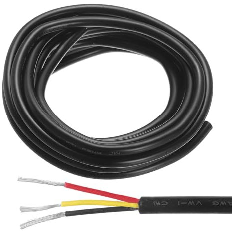 sourcing map Red Black Yellow Wire 3pin Extension Cable Cord Electrical Wire 18 AWG Parallel Wire Oxygen-Free Copper 10Ft Length for LED Strip Light