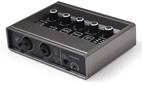 CHOYUE Audio Interface Professional Recording XLR Audio Interface Reverb 48V Phantom Power Sound Card 16bit/48kHz Resolution Plug and Play for Music Recording Online Karaoke Vocal Recording