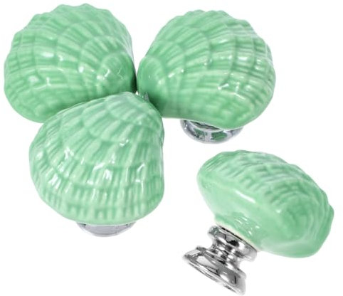 OSALADI 4 Stück Schrankknopf Türgriffe für Innentüren Muscheldekor Kommode Knopf Schublade zieht Hülse ersatzteile für gartenmöbel cabinet knobs kantentrimmer Keramikgriffe türgriff Green