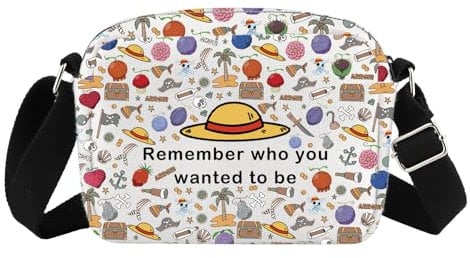MEIKIUP Luffy Gifts Crossbody Bag Devil Fruit Gifts Pirates Crossbody Purse Remember Who You Want to Be Piece Anime Merchandise (LF HB-UK)