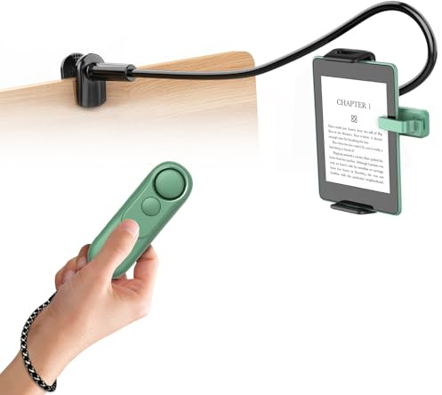hogance Tablet-Halterung für Kindle-Lesen mit RF Fernbedienung Seitenwenden (HKRC004, Grün), eReader Halter Ständer mit RF-Fernbedienung zum Umblättern, Zubehör für Kindle-Lesen, Geschenke für Leser