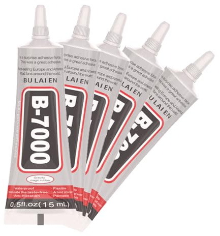 5 PCS B7000 Glue 15ML with 10 Finger Cots, Multi-Purpose Adhesive for Crafts, Clothes, Shoes, Leather, Wood, Glass, DIY Repairs, Jewelry Making, Shoe Repair, Art and Household Projects