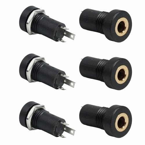 SEASJHBAY 6 Stück 3,5 mm Klinkenstecker Stereo Audio-Video-Buchse mit Lötanschluss, 3.5mm Stereo Klinkenbuchse mit Befestigungsmutter für Kopfhörer Lautsprecher DIY Audio Reparatur