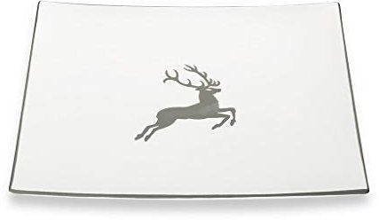 GMUNDNER KERAMIK Platzteller eckig Grösse: l= 31 cm x b= 31 cm x h= 2.8 cm grauer Hirsch Geschirr, handgemacht in Österreich