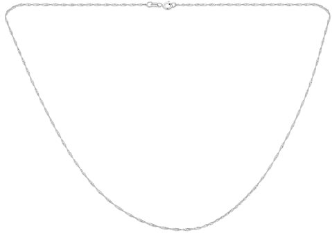 Bling Jewelry Thin Singapore Twisted Rope Link Chain 1.5 MM 020 Gauge For Women Necklace .925 Sterling Silver Italian 20 Inch