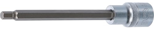 BGS 4271 | Bit-Einsatz | Länge 140 mm | Innensechskant 6 mm | Antrieb Innenvierkant 12,5 mm (1/2) | Chrom-Vanadium-Stahl | verchromt, matt | mit Rändelung
