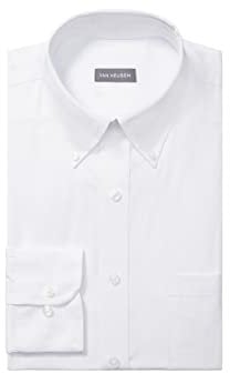 Van Heusen Men's Dress Shirt Regular Fit Pinpoint Solid, White, 16.5 Neck 32-33 Sleeve