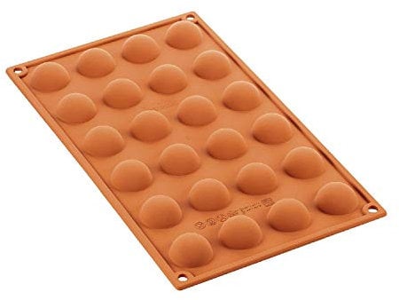 silikomart | SF006 Moule en silicone pour Monoportions SEMISFERA, anti-adhérent, 24 cavités, Lot de 1 Moule à gâteau, ø 30 h 15 mm, Made in Italy