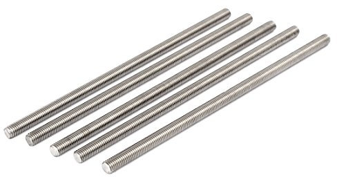 sourcing map 5 Stück Gewindestangen M8x200mm Edelstahl 304 Gewindestift Metrischem Vollgewinde Bar Gewindestäbe für Befestigung CNC-Werkzeugmaschinen 3D-Drucker Industrie Geräte