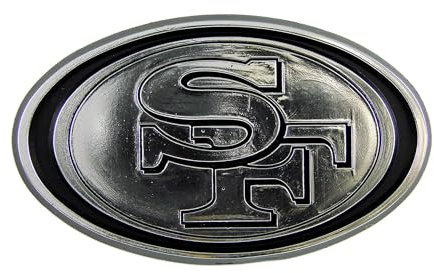 FANMATS 60283 NFL – San Francisco 49ers geformtes Chrom-Emblem, Chrom, 8,3 x 8,25 cm, ovales SF-Primär-Logo